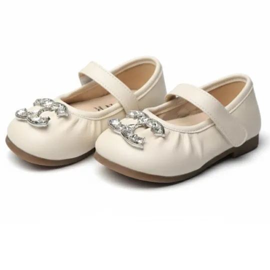 LuxeGlow Cream & Silver Baby Shoes